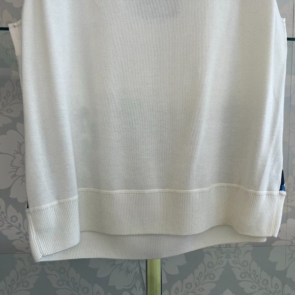 ST. JOHN Black Label Floral Silk Front & Knit Sweater Shell - Picture 7 of 11